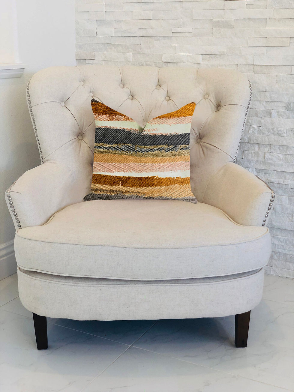 Thumbnail: Bahia Belle Striped Luxury Throw Pillow