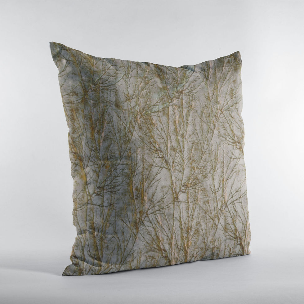 Thumbnail: Plutus Patina Yarns Shiny Fabric With Twig Pattern Luxury Throw Pillow