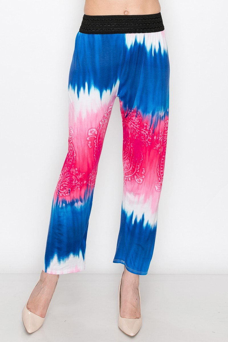 Thumbnail: Blue & Pink Tie Dye Print Pants