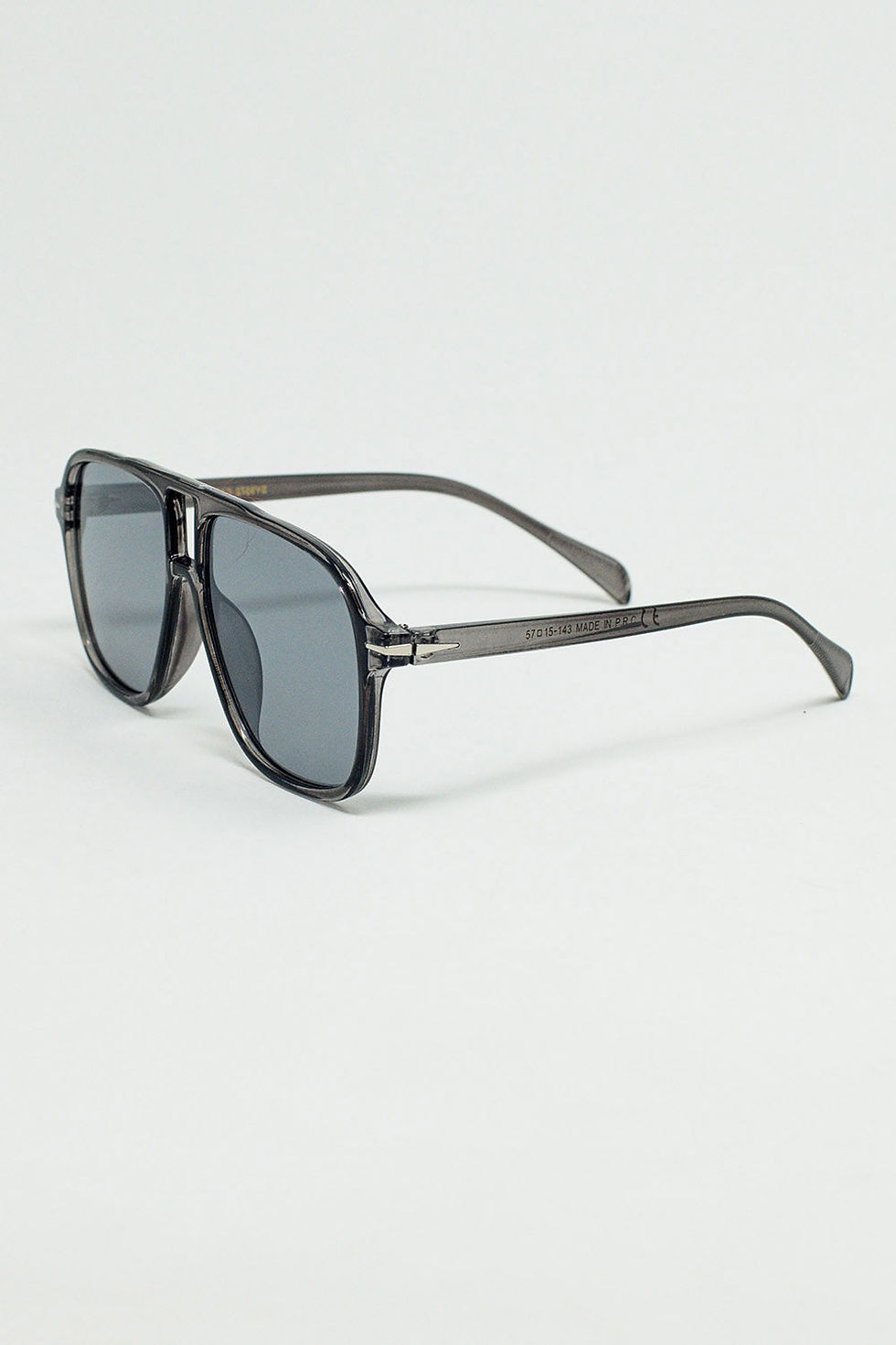 Miniaturbild: Oval Aviator Suglasses With Smoke Gray Lens in Gray