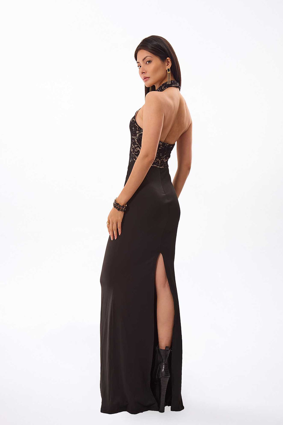 Thumbnail: Halter Lace Maxi Dress