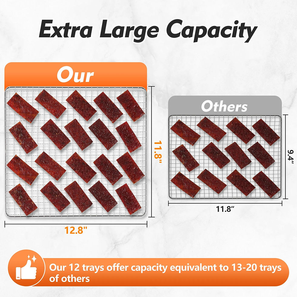 Thumbnail: 12-Tray 1300W Commercial Grade, 360° Even Drying for Jerky/Fruits, ETL Certified