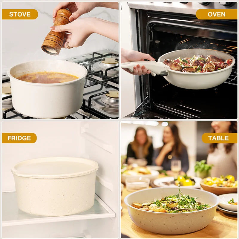 Thumbnail: 21 Piece Pot-Pans Set Non-Stick, Astercook Ceramic Cookware Set with Sensor Hand