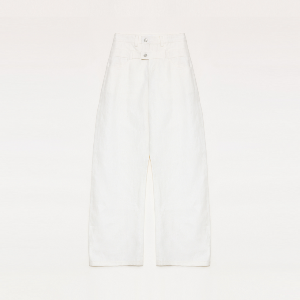 Thumbnail: "Weiss Love Letter" Old Money Style Linen Cut Scimitar Pants