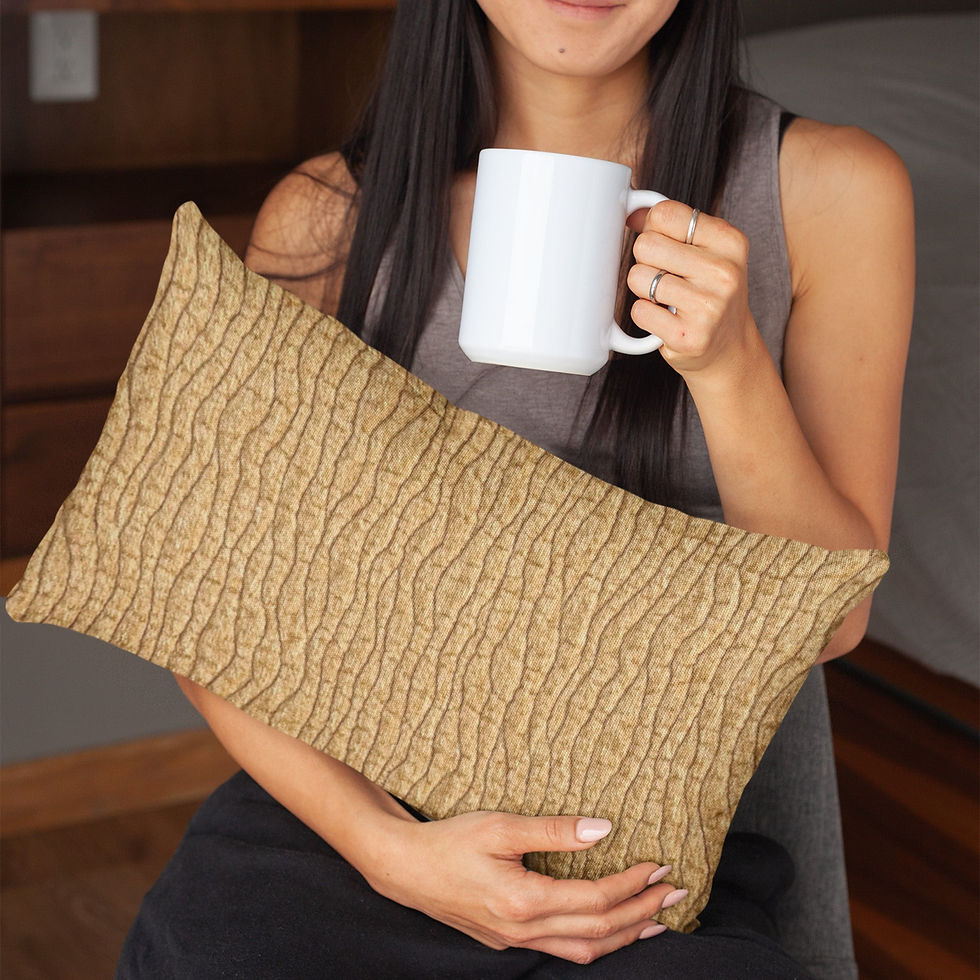 Miniature : Plutus Yellow Desert Lines Faux Fur Luxury Throw Pillow