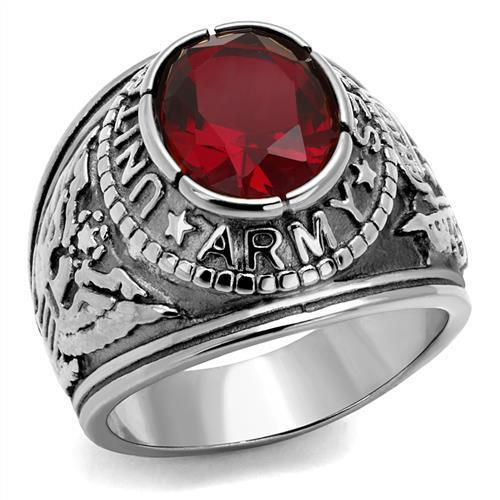 Thumbnail: High-Polished Stainless Steel Ring With Synthetic Synthetic Glass in Siam
