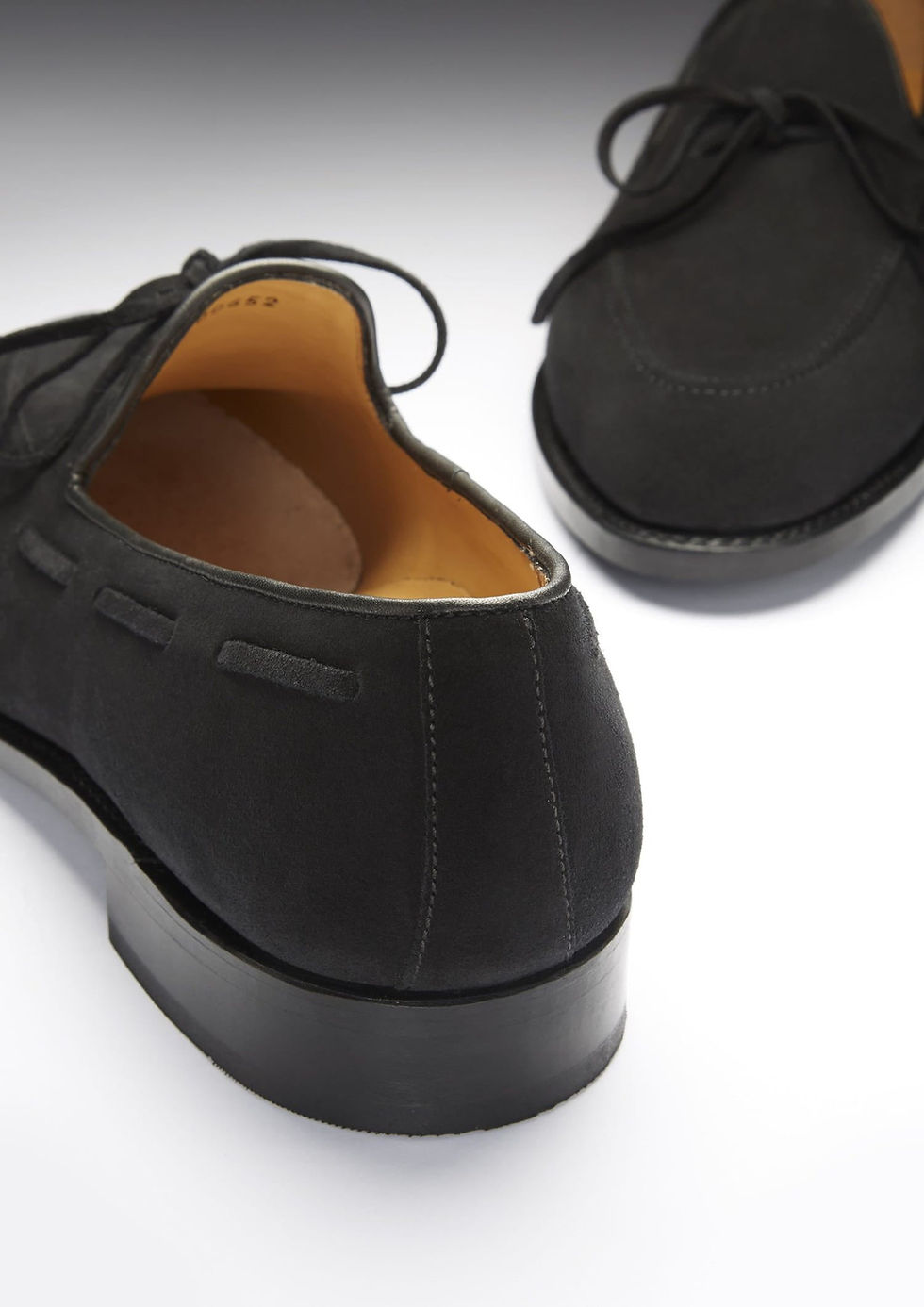 Thumbnail: Black Suede Laced Loafers, Welted Leather Sole