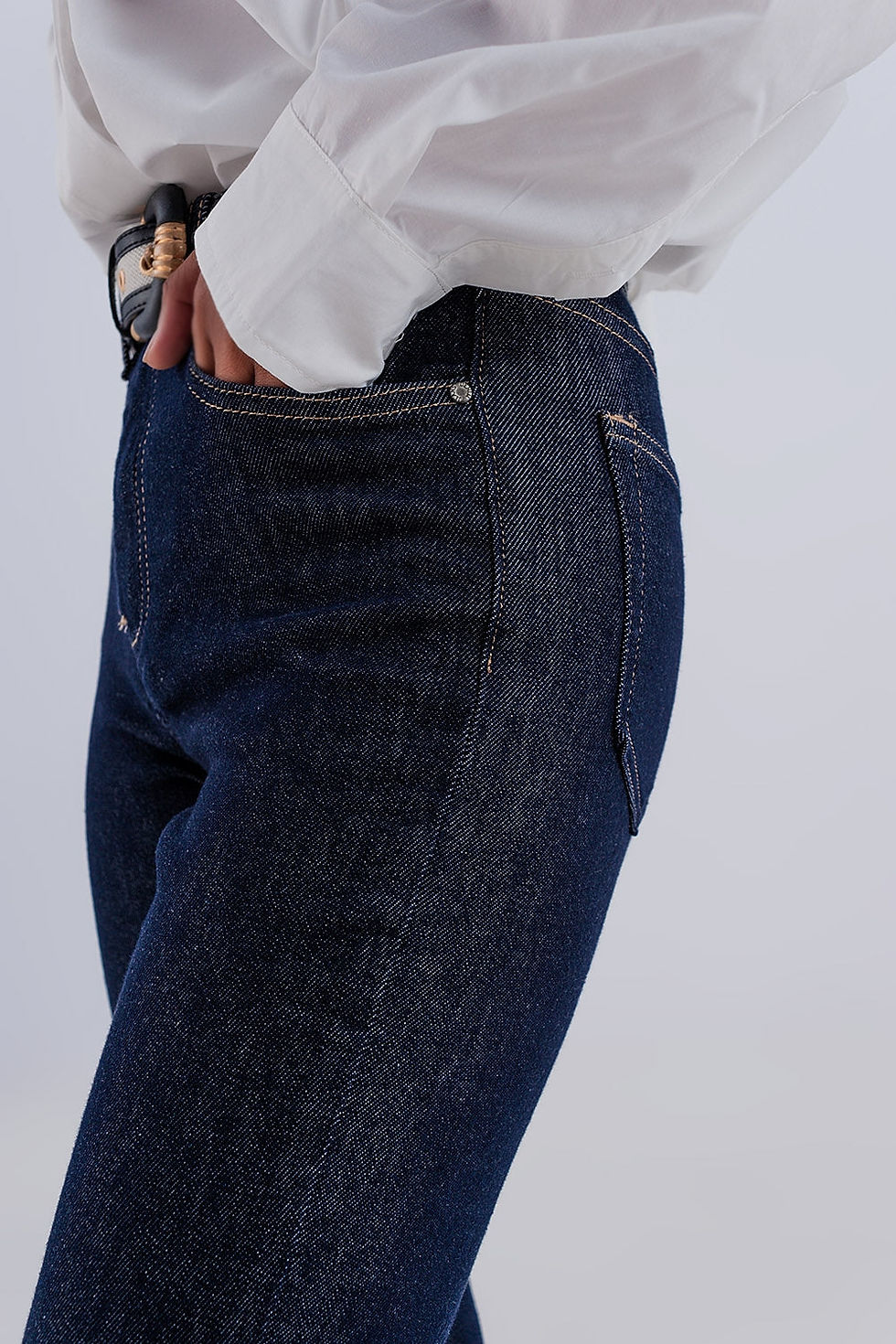Thumbnail: High Waisted Basic Jean in Dark Blue