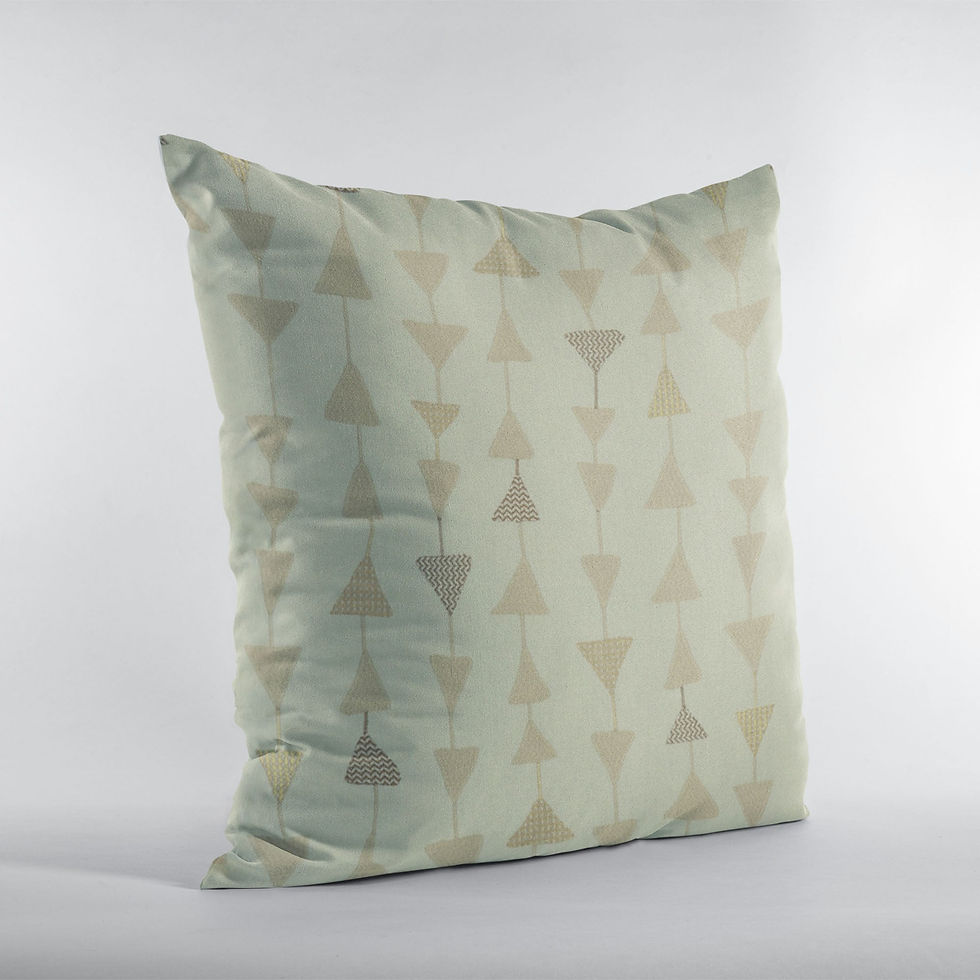 Miniature : Manti Embroydery, Some of the Triangles Have Metalic Threads Luxury Throw Pillow