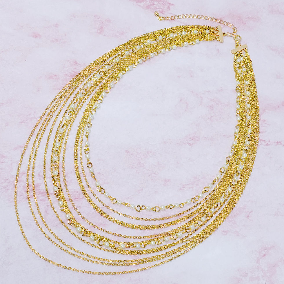 Thumbnail: Beautifully Draping Pearl and Chain Necklace