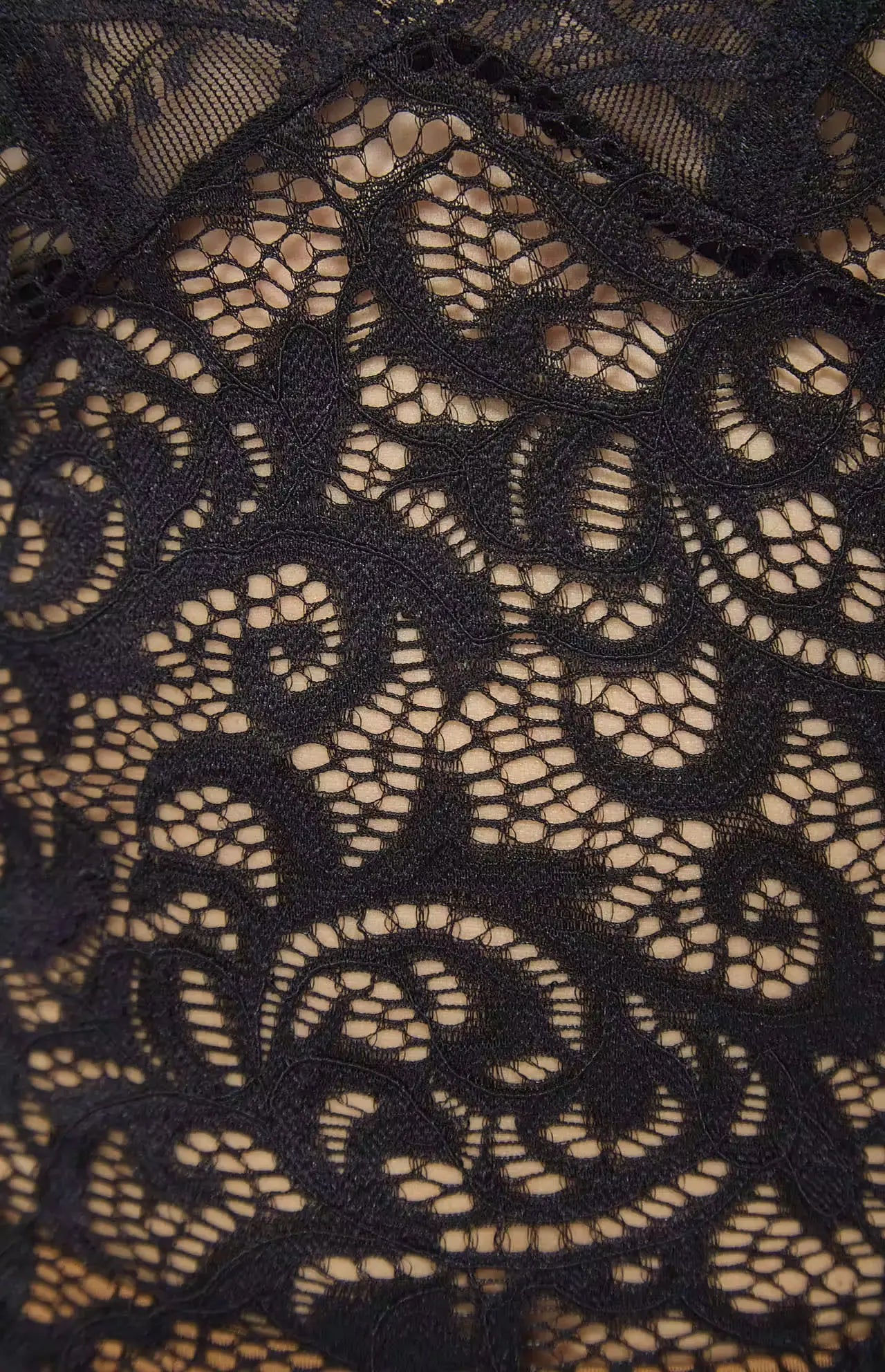 GUZUNDSTRAUS Seki V-Cut Floral Lace Mini Dress Black