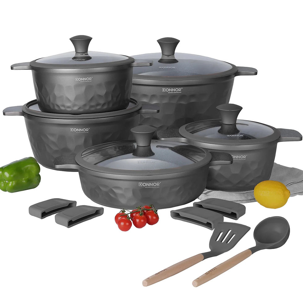 Thumbnail: DONNOR 12-Piece Non-Stick Kitchen Cooking Set – Pots, Pans & Steamer