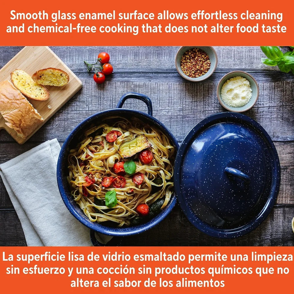 Thumbnail: Enamel Stock Pot Soup Stews Cooking with Double Handles Oven Safe Durable Steel