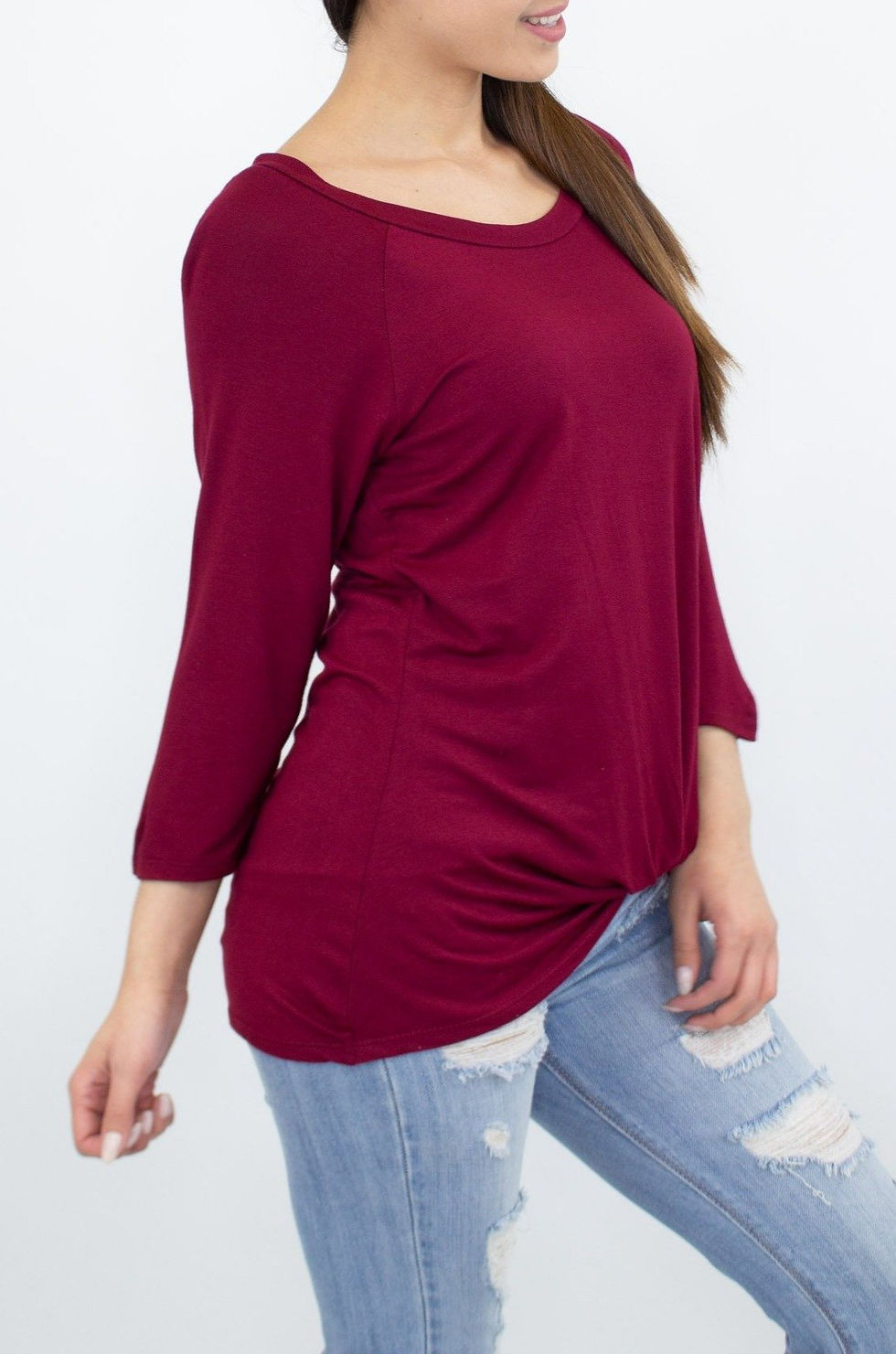 縮圖：Twisted Front Comfortable Top - Wine