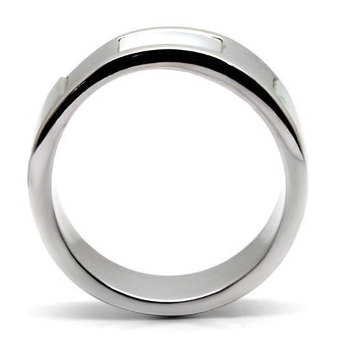 Thumbnail: High Polished (No Plating) Stainless Steel Ring With Precious Stone in White