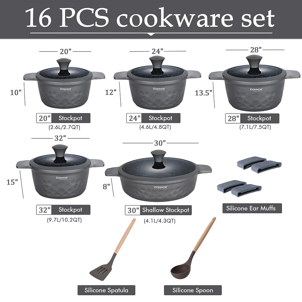 Thumbnail: DONNOR 12-Piece Non-Stick Kitchen Cooking Set – Pots, Pans & Steamer
