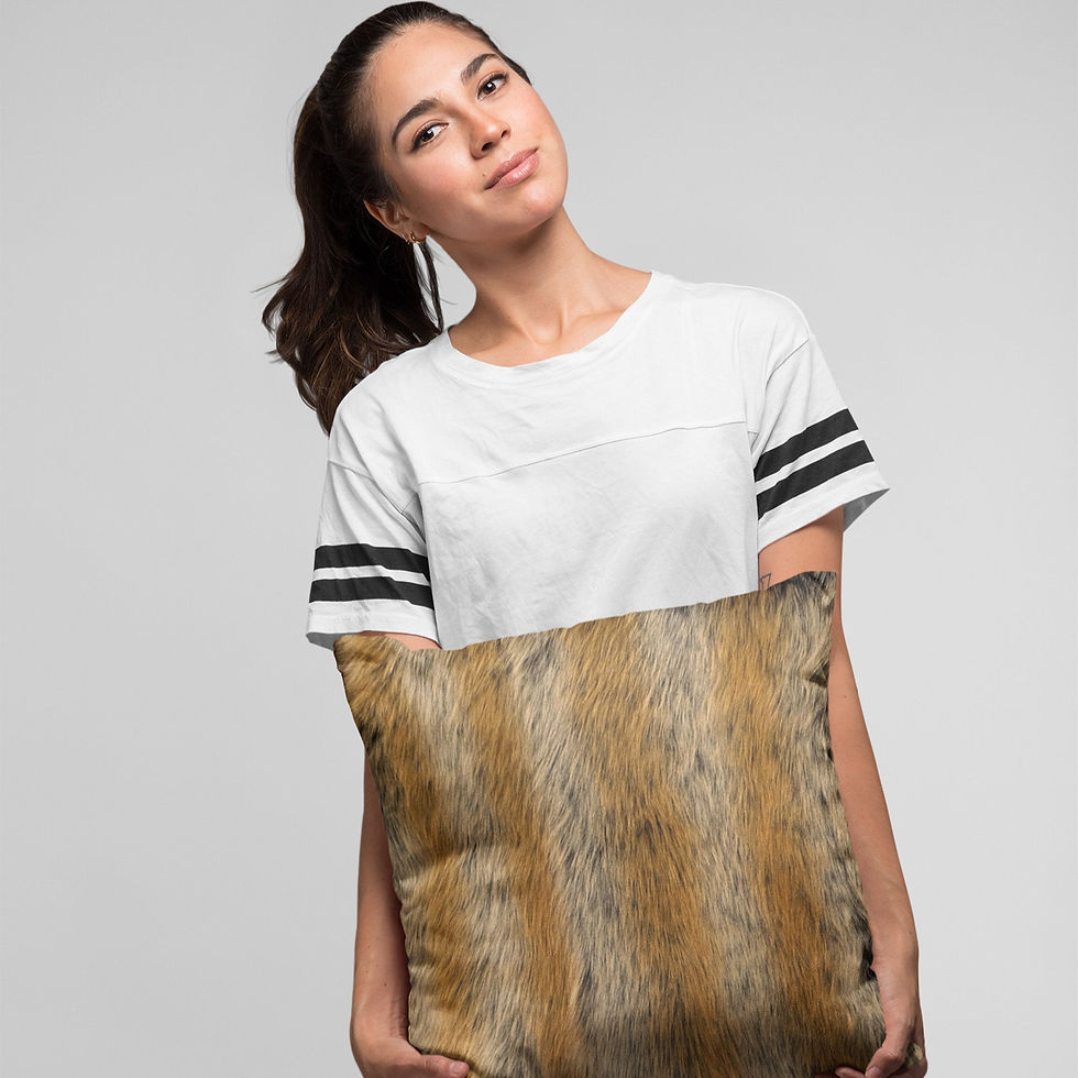 Miniature : Plutus Brown Gold Chinchilla Animal Faux Fur Luxury Throw Pillow