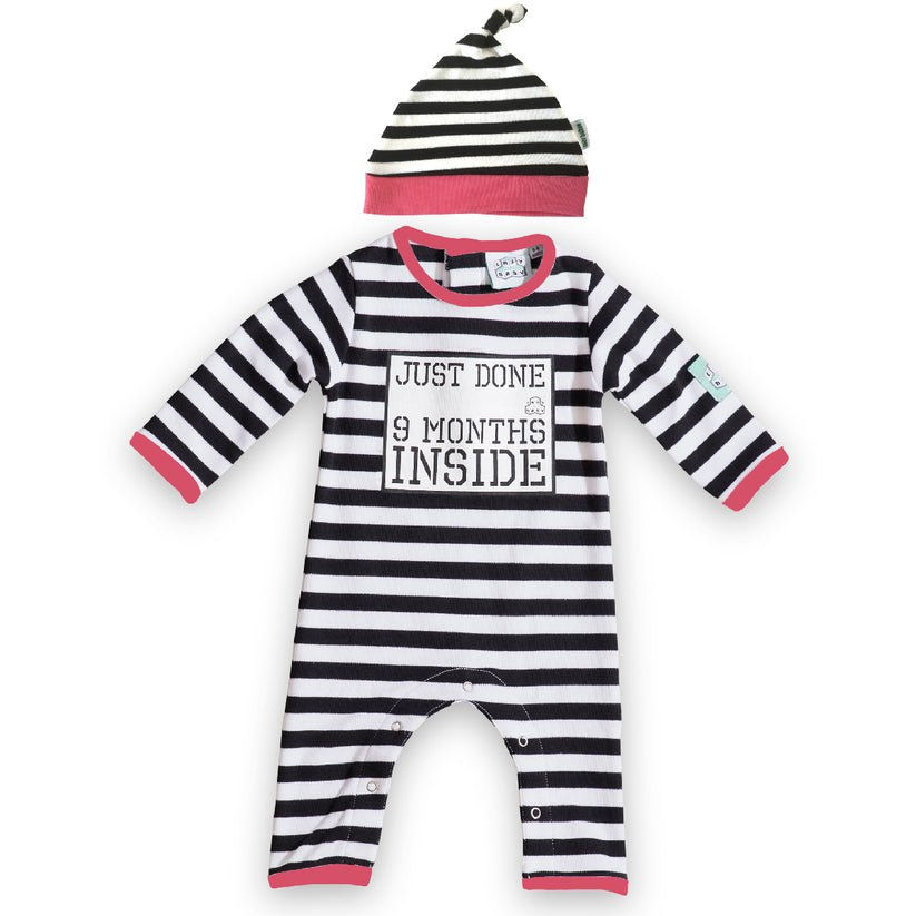 Thumbnail: Funny Baby Shower Gift – Just Done 9 Months Inside® Baby Outfit Set