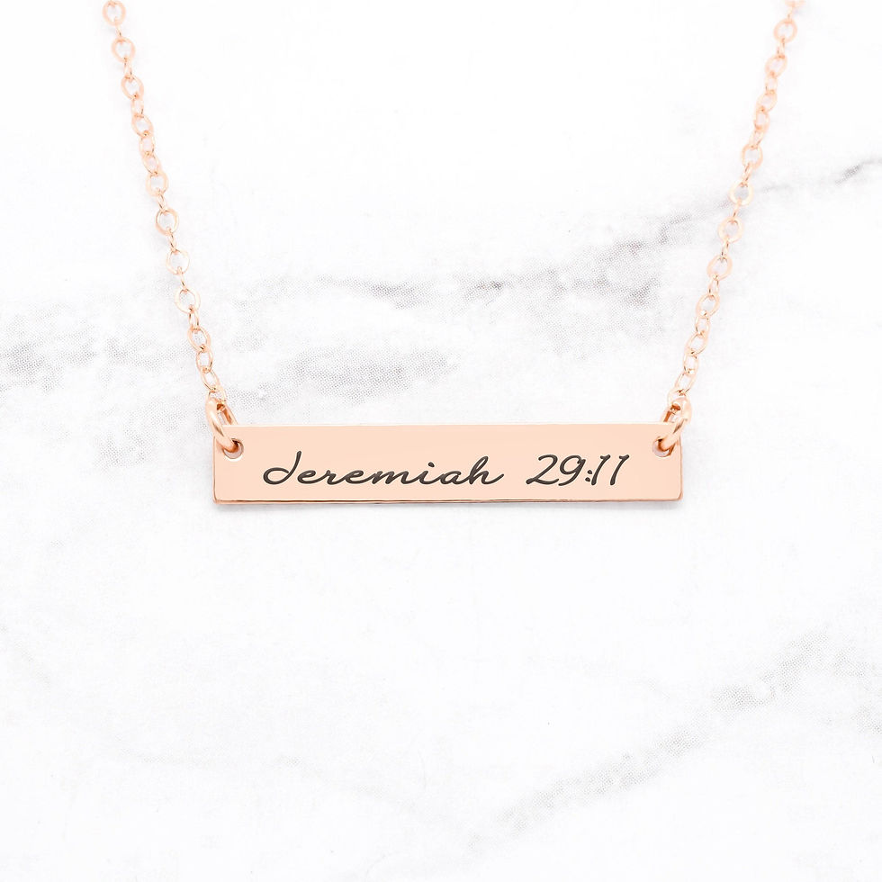 Thumbnail: Jeremiah 29:11 Necklace - Sterling Silver Bar Necklace