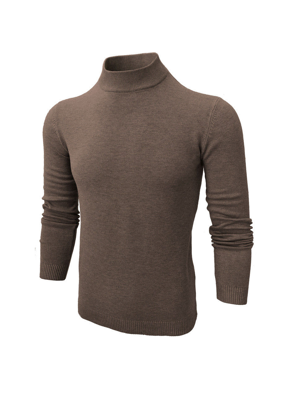 Brown High Neck Slim Fit Jumper