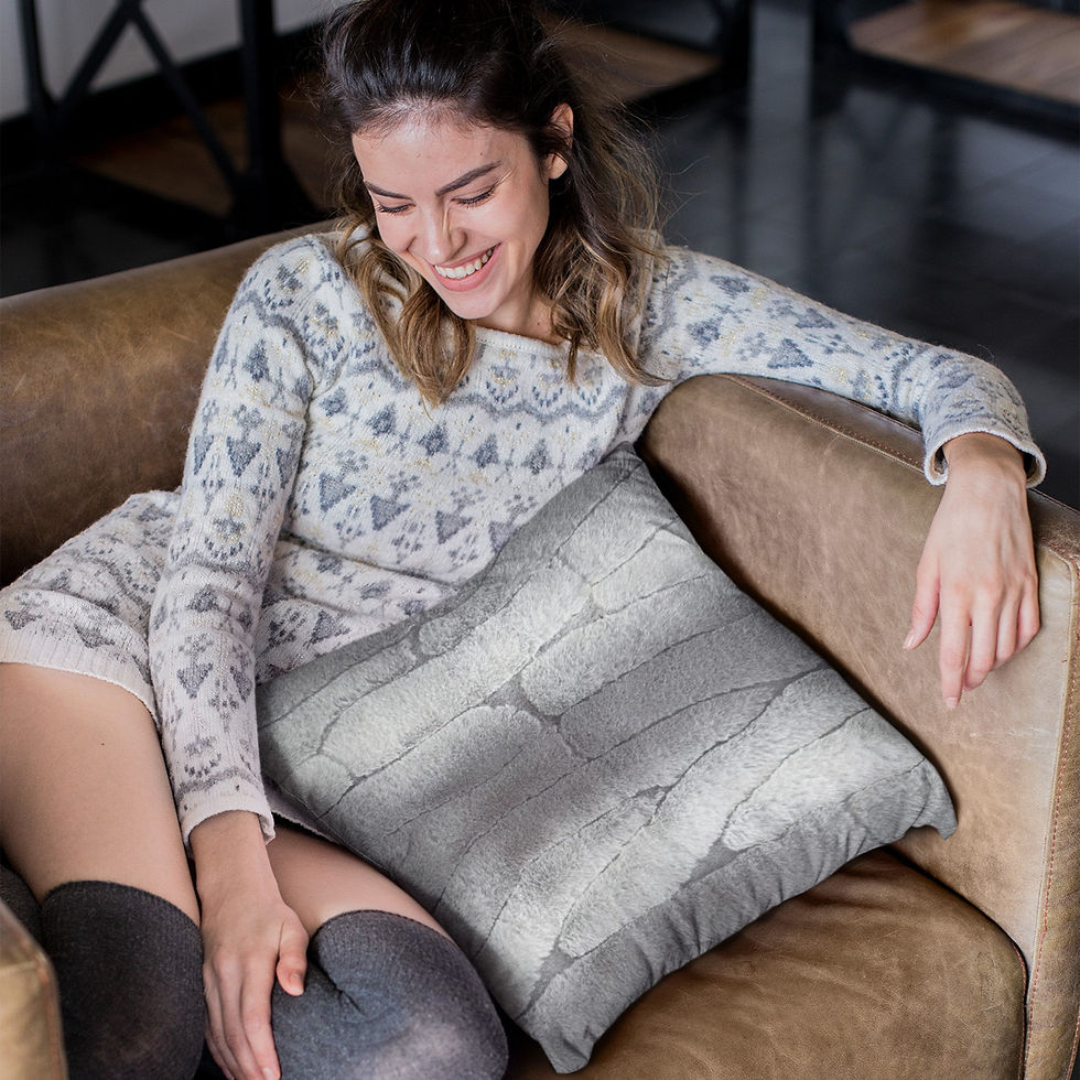 Thumbnail: Plutus Gray Silver Furever Animal Faux Fur Luxury Throw Pillow