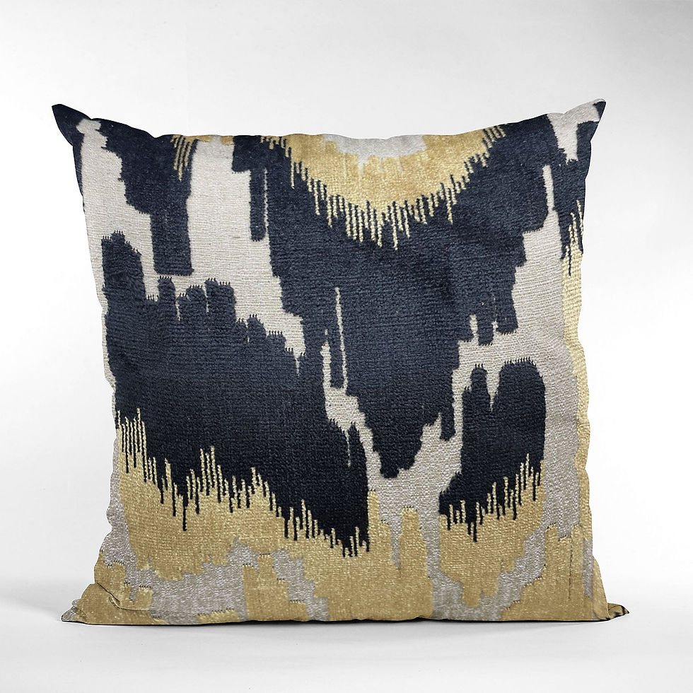 Miniature : Plutus Velvet Glamour Black, Gold, Cream Handmade Luxury Pillow