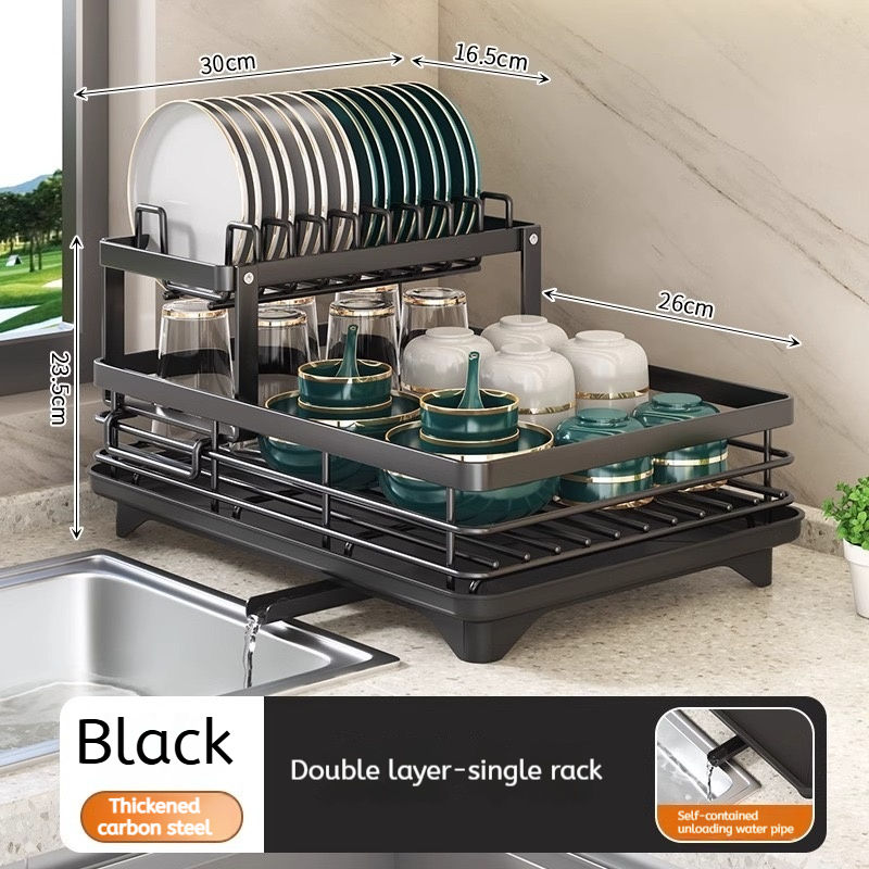 縮圖：360 Degree Rotating Storage Rack, Double Layer Drying Rack With Drain