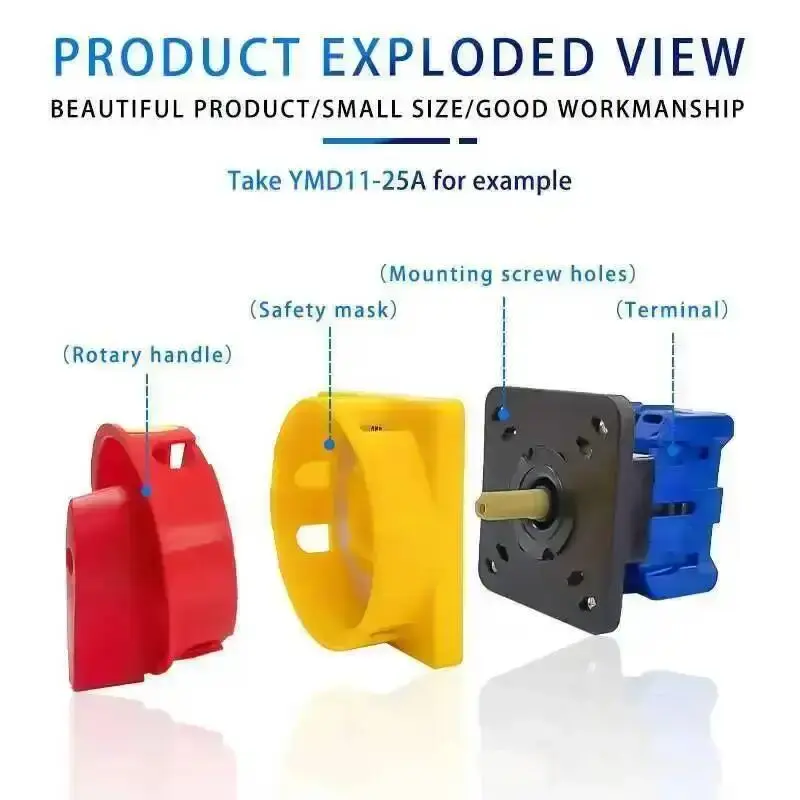 Thumbnail: YMD11 Series 25-100a 3P 4P Isolator Switch Silver Contact ON-OFF Rotary Cam