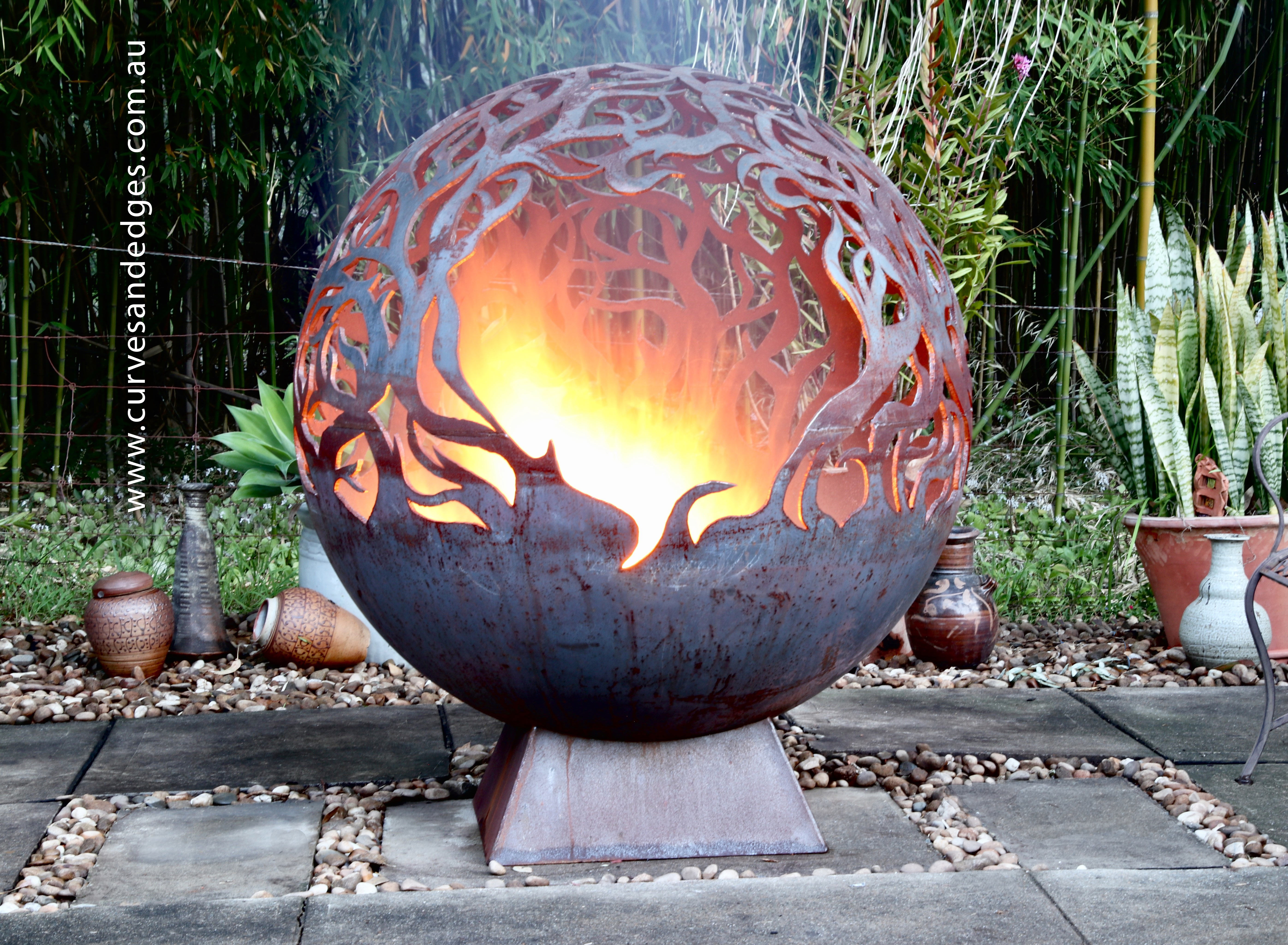 Fire Pit Spheres Curves and Edges Metal Art