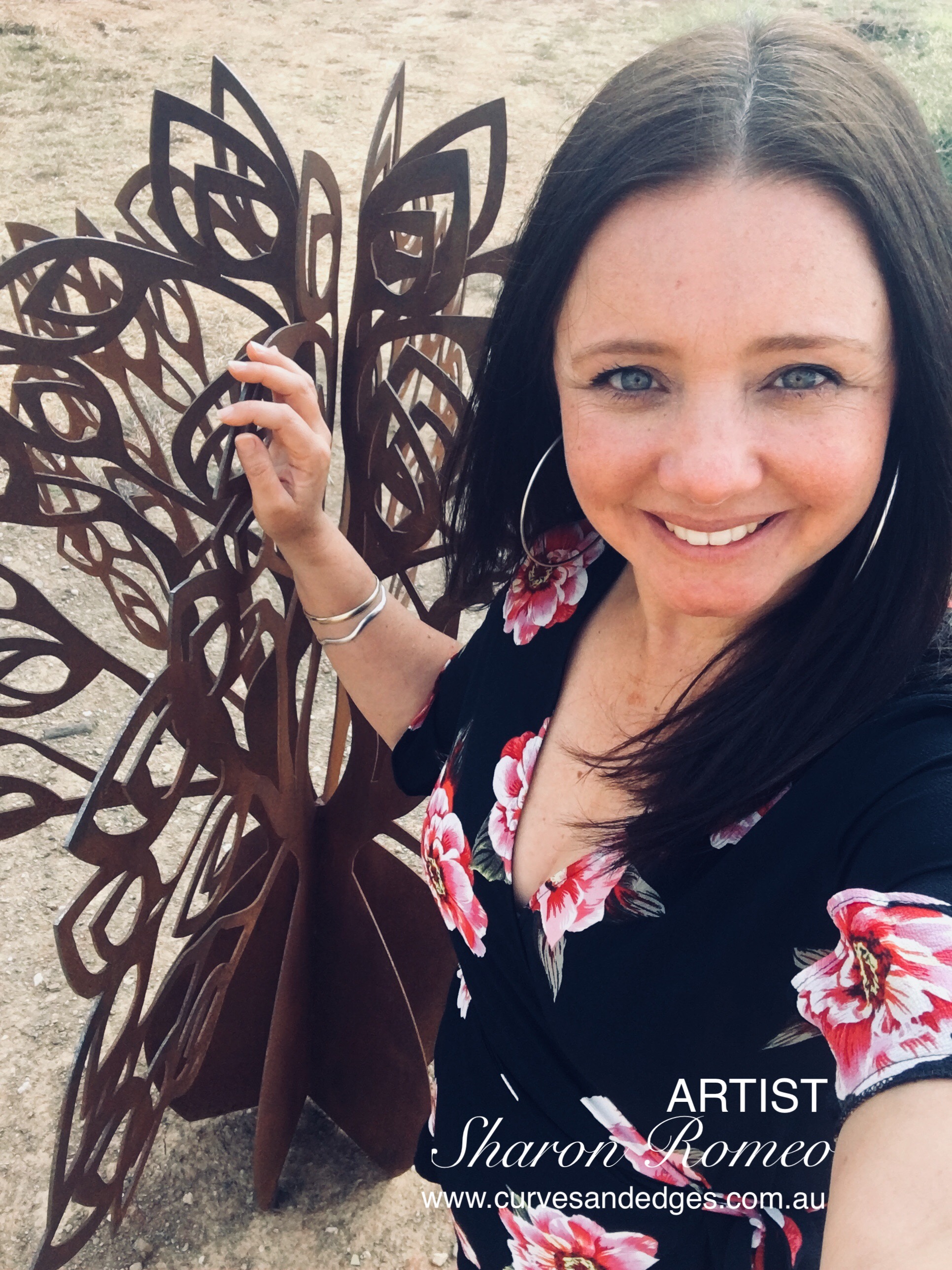 Artist Sharon Romeo with Tree of Life