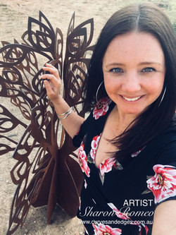 Artist Sharon Romeo with Tree of Life