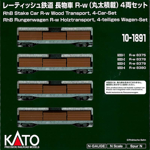 Kato 10-1891 Rhaetian Railway Flat car R-w (log loading) 4Cars - N