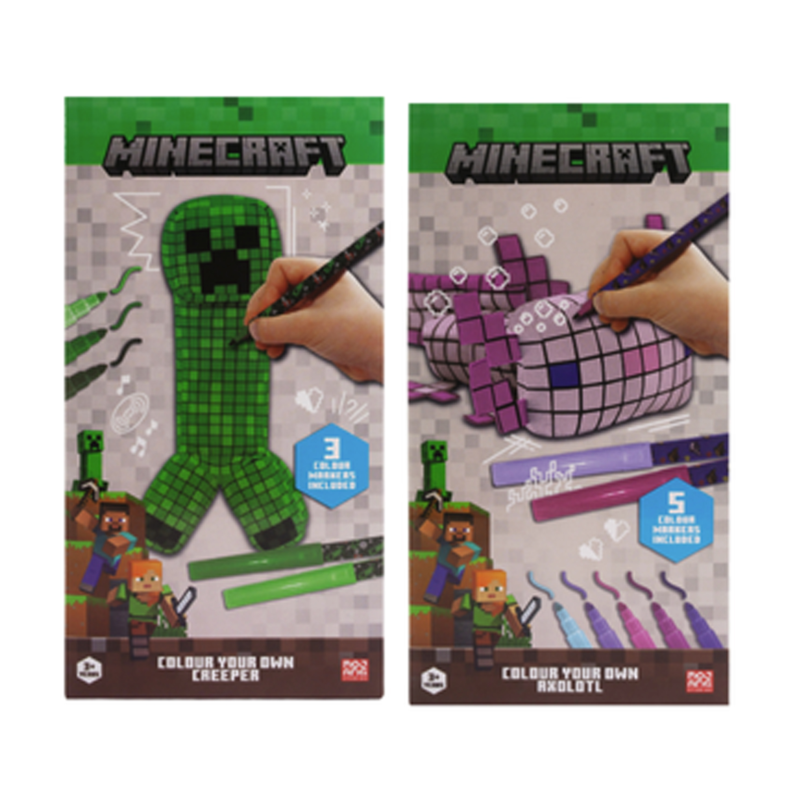 Minecraft Colour In Plush Character/ Axolotl W/ 5 Markers product image