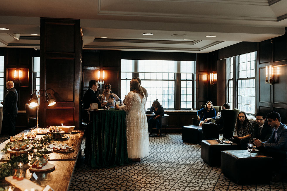 A micro wedding cocktail hour at Hotel Phillips
