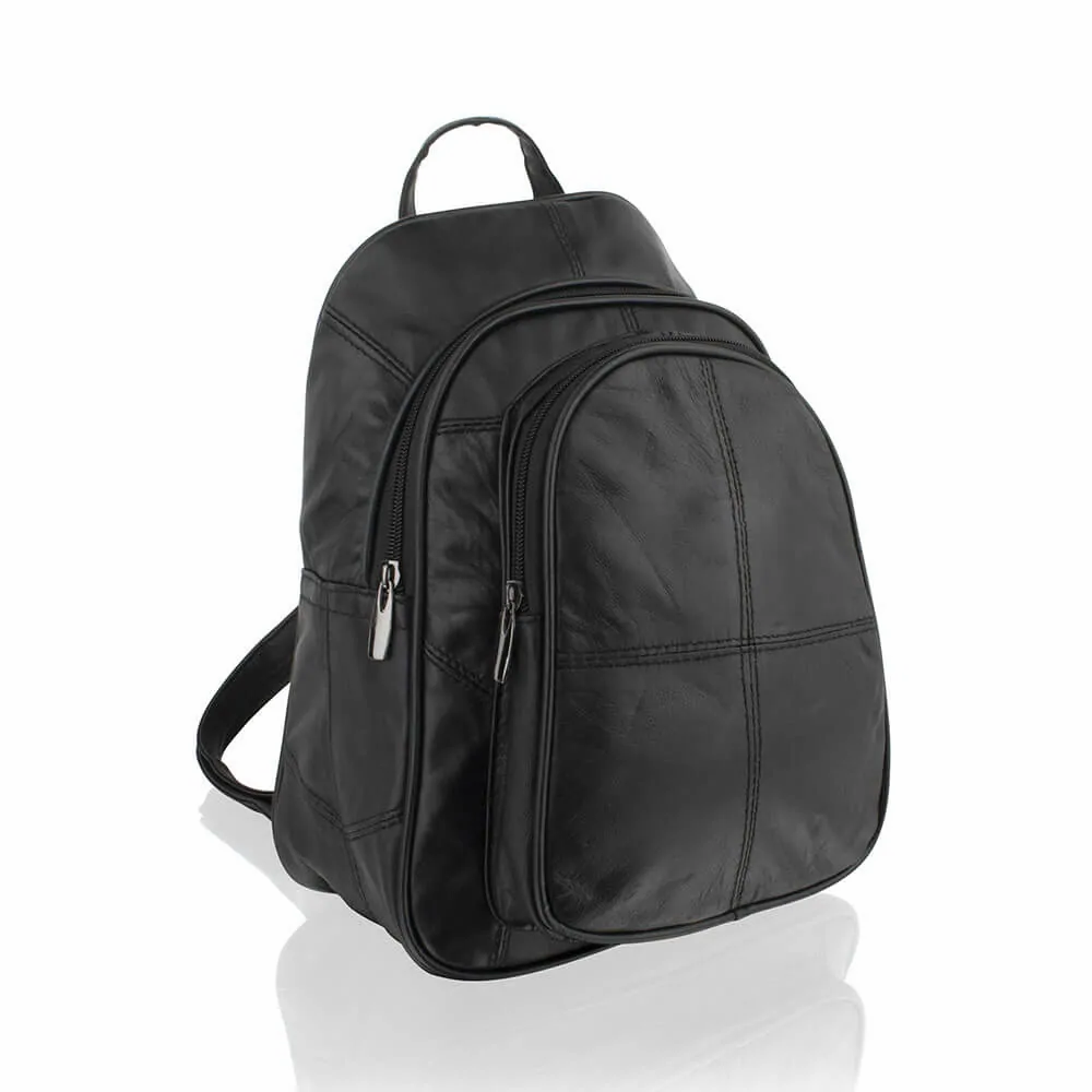 Leather Medium 12.0″ Ruck Sack Multi Pockets Adjustable Shoulder Straps