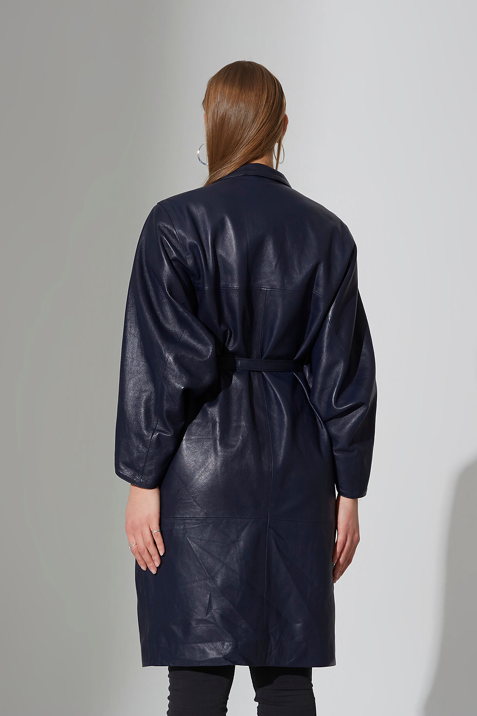 Thumbnail: Ladies 3/4 Oversized Leather Coat