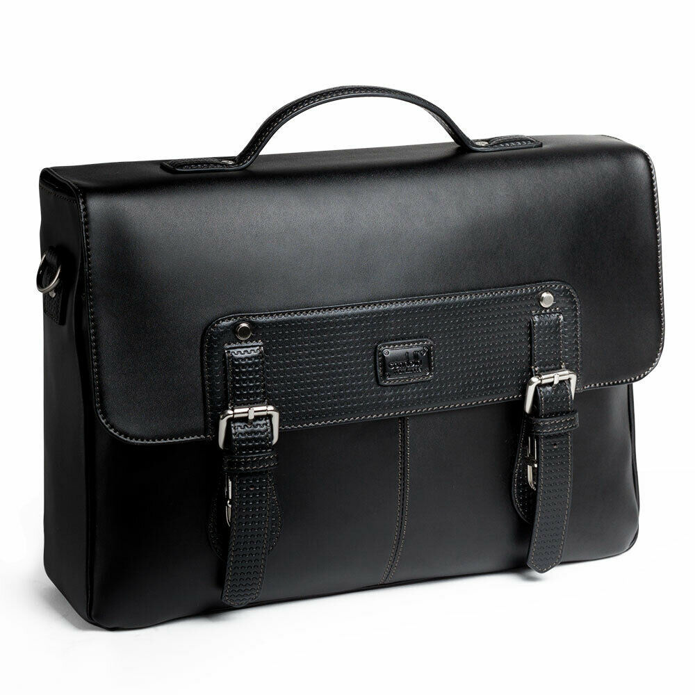 Condotti Leather Briefcase with Buckles