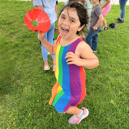 camper having a blast playing camp sports