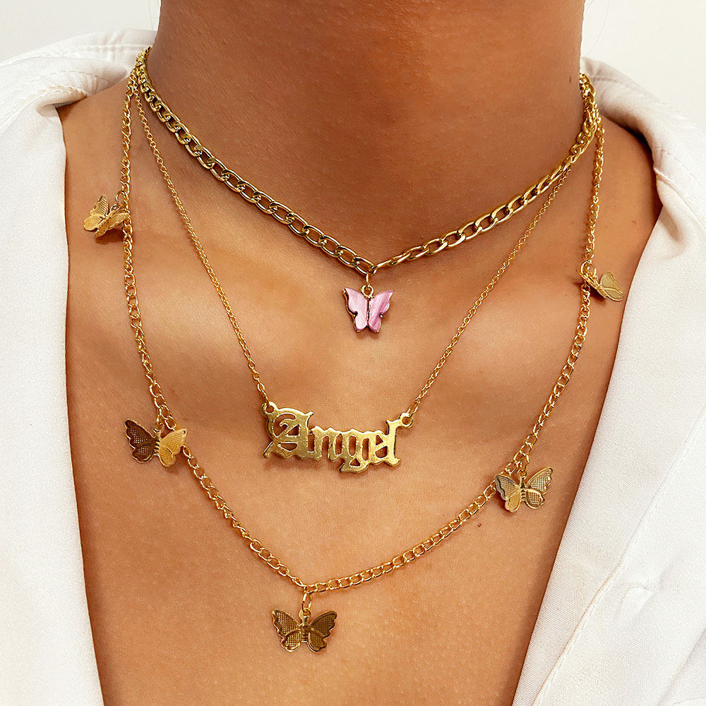Multiple Butterfly Angel Necklaces