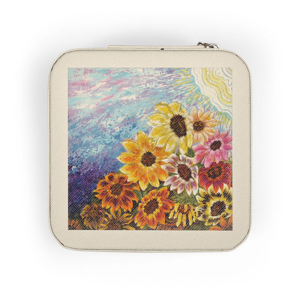 Thumbnail: Floral Sunflower Jewelry Travel Case — Compact Travel Jewelry Organizer