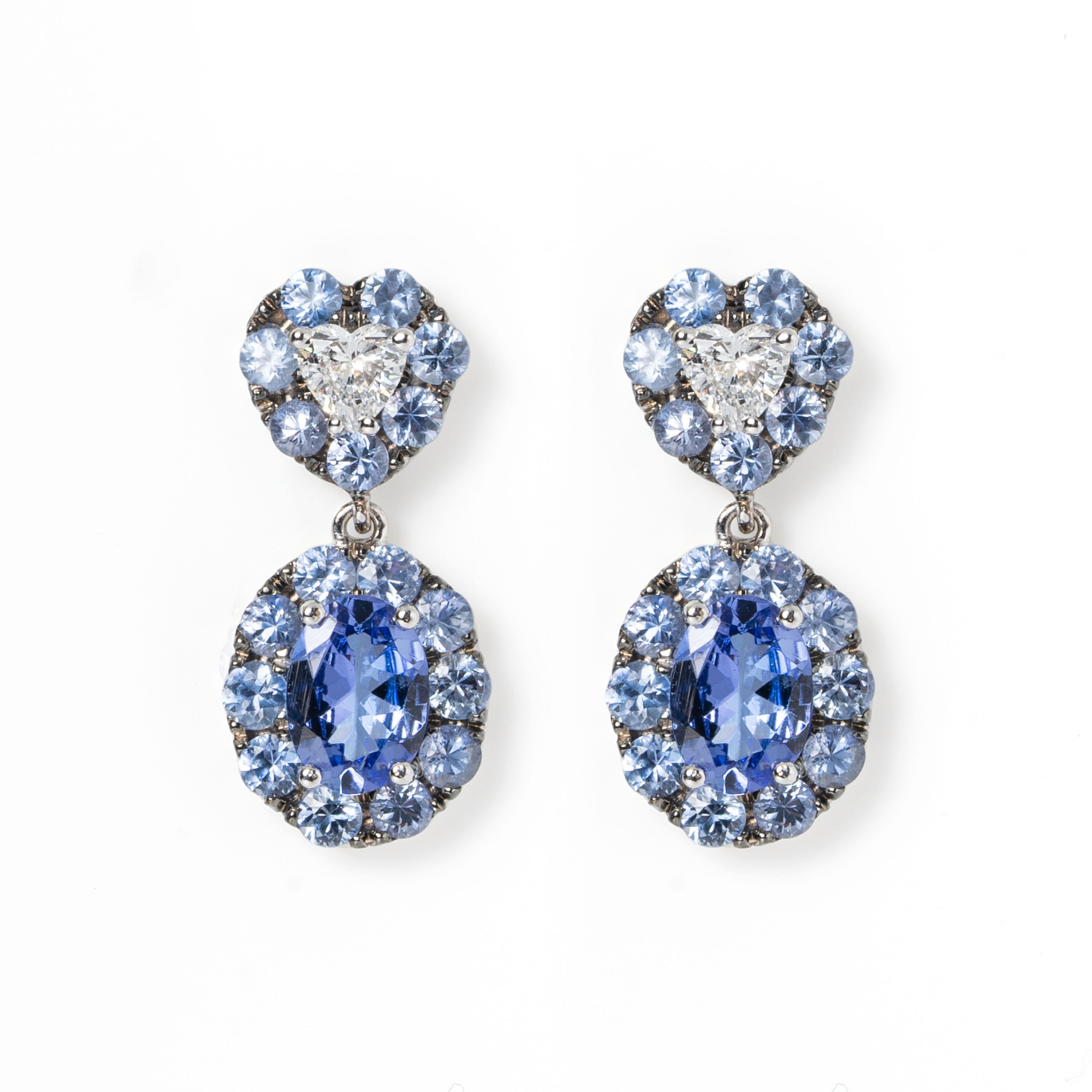 Space Blue Moon & Heart Earrings