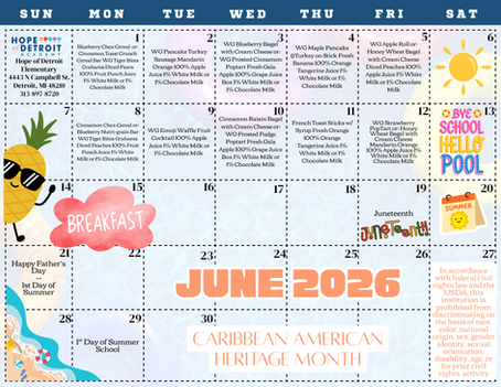 June 2026 Food Menu