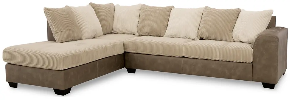 Keskin 2-Piece Sectional with Chaise Upholstered with Gray Faux Leather