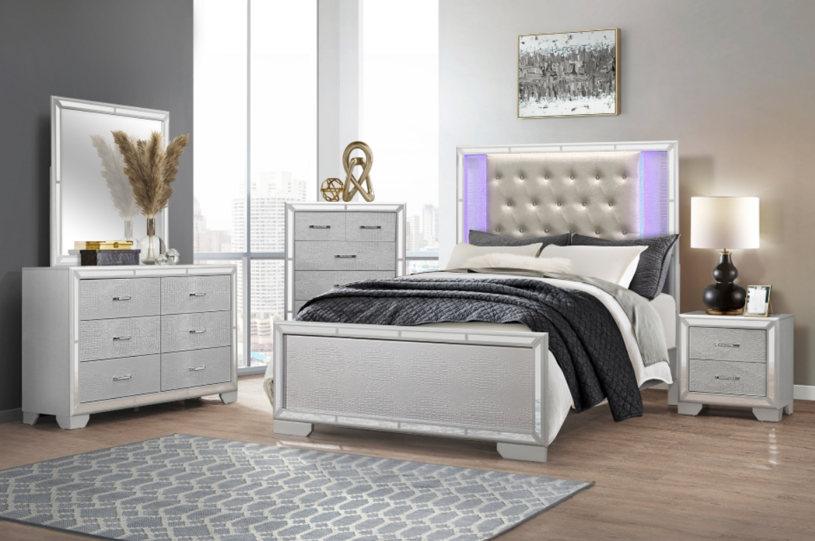 Aveline White Bedroom by Homelegance #1428SV Queen Bed