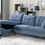 Thumbnail: Sectional Sofa in Blue Fabric Left Facing Chaise IF-9065 LHF