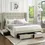 Thumbnail: IF-5322 Creme Velvet Platform Bed with Storage Drawers