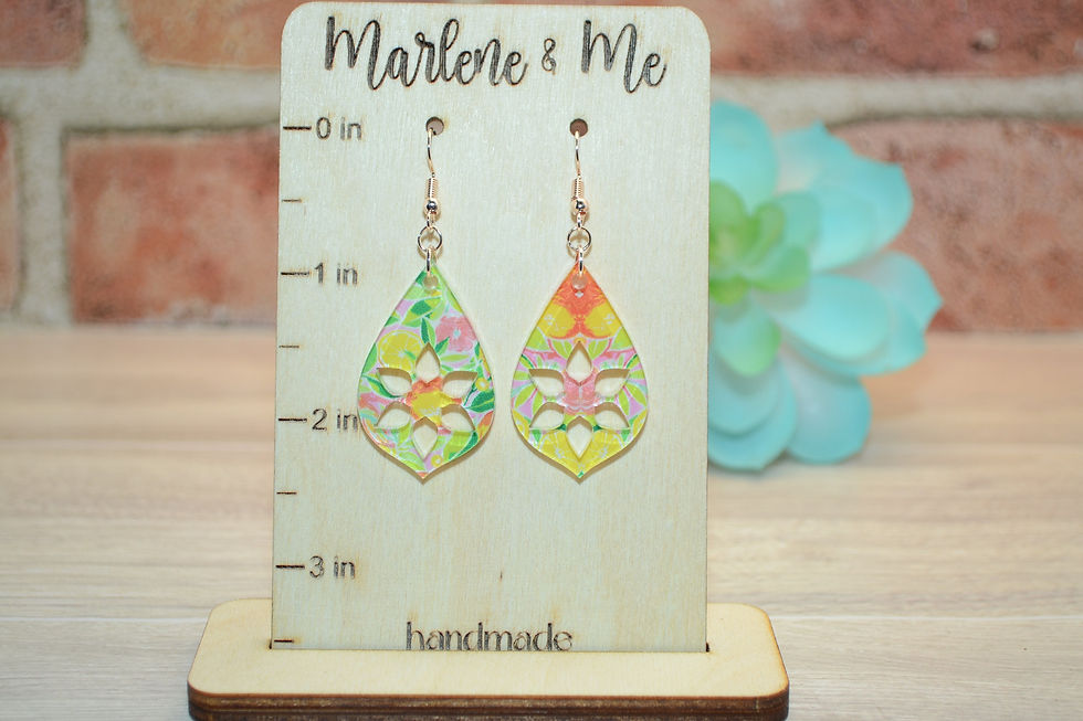 Thumbnail: Lemonade Dangle Earrings*COLLECTION*| Citrus Print | Teardrop Shapes