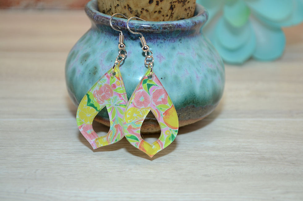 Thumbnail: Lemonade Dangle Earrings*COLLECTION*| Citrus Print | Teardrop Shapes