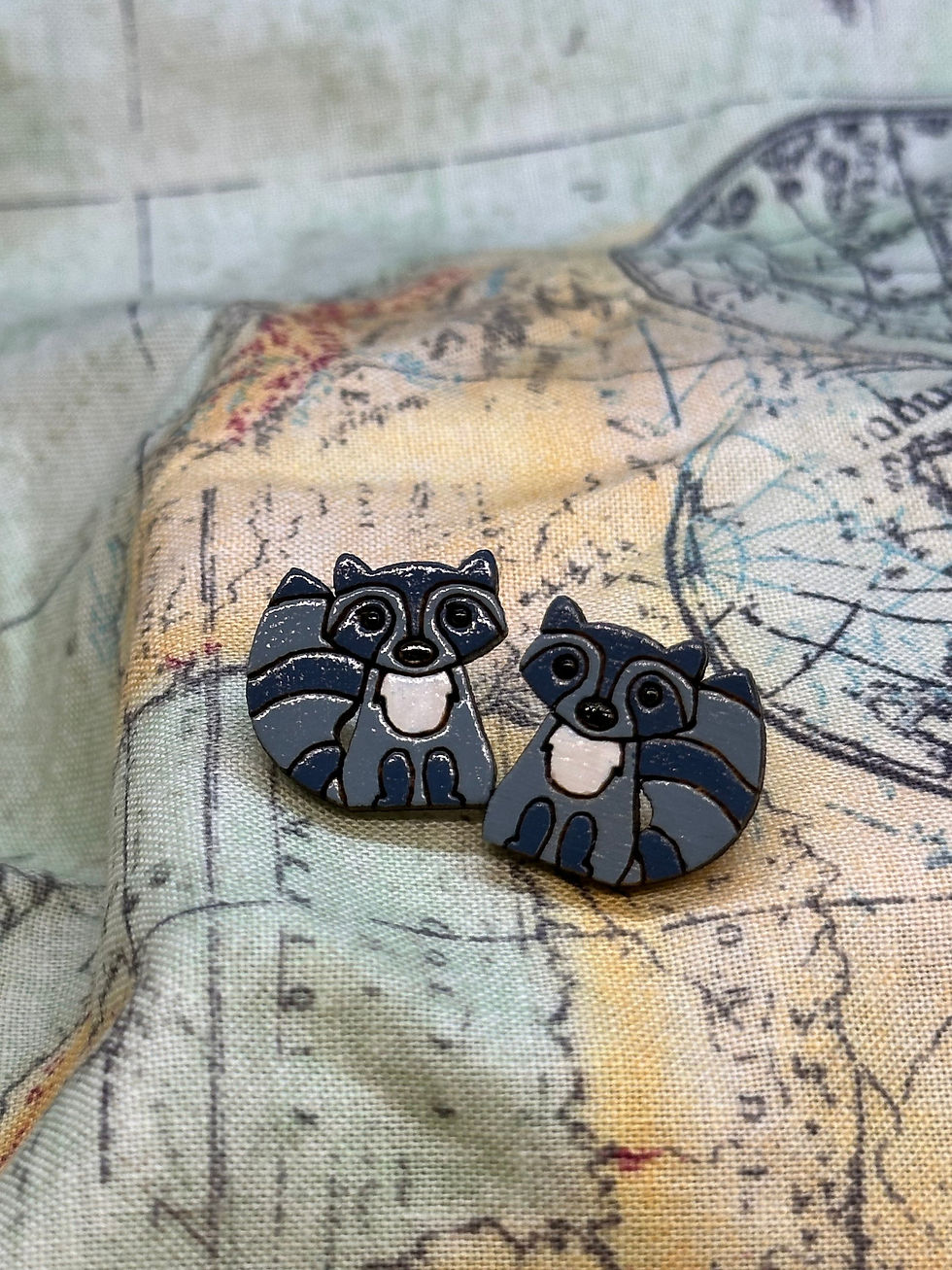 Thumbnail: Forest Animal Shaped Stud Earrings Hand Painted | Clip on or Post