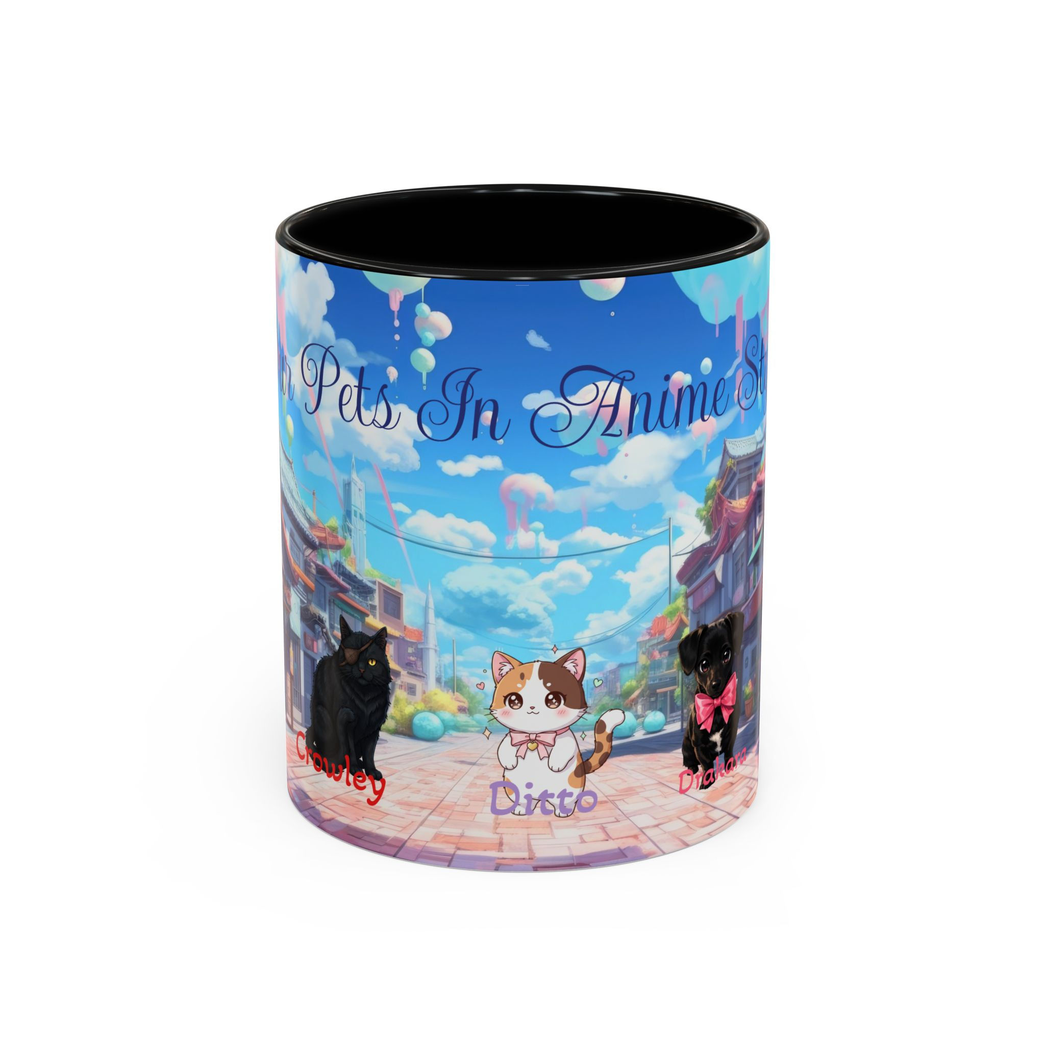 Anime Pet Portrait Coffee Mug — Personalized Cute Cat & Dog Accent Mug (11/15oz)